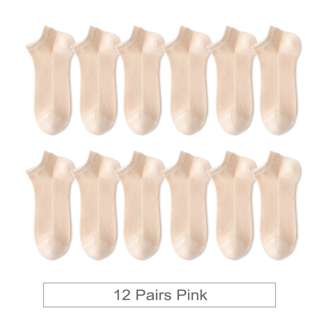 12 Pairs New Woman Cotton Socks Short Thin Mesh Breathable Sock Short Low Cut Colorful Summer Girl Sock