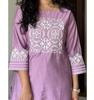 Women Designer Embroidered Straight Kurta Pant Set Indian Bollywood Top Tunic Cotton Kurti Salwar Suit
