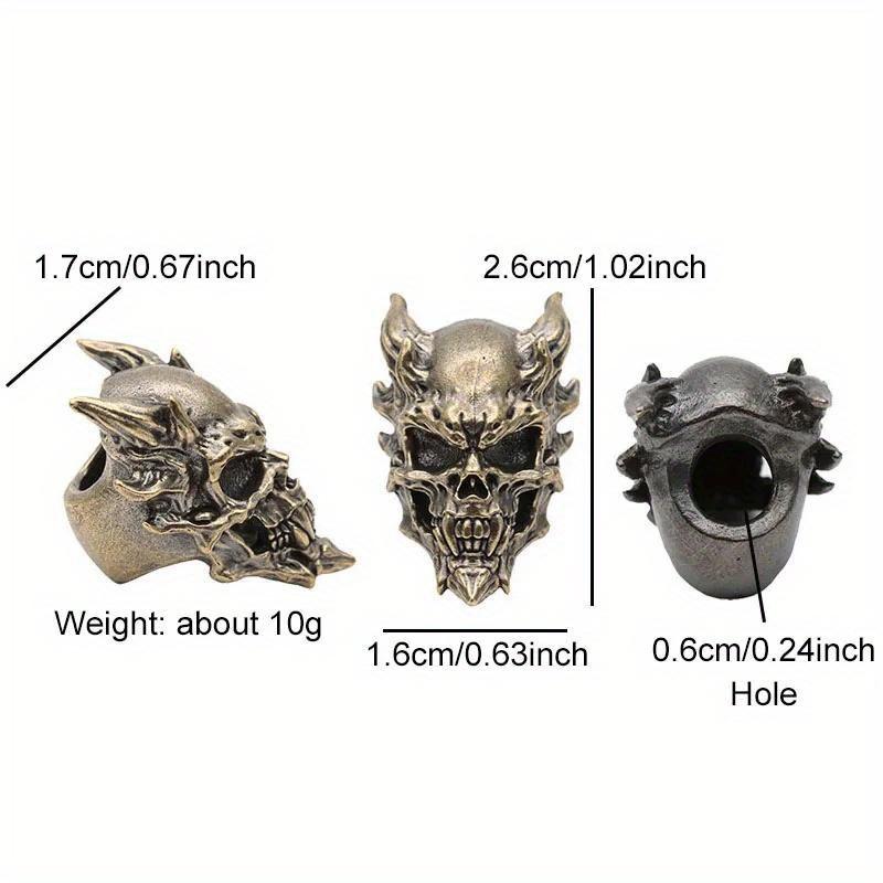 Punk Style Skull Head Brass Knife Bead EDC Outdoor DIY Paracord Woven Lanyard Pendants Bracelets Charms Jewelry Accessories Gift