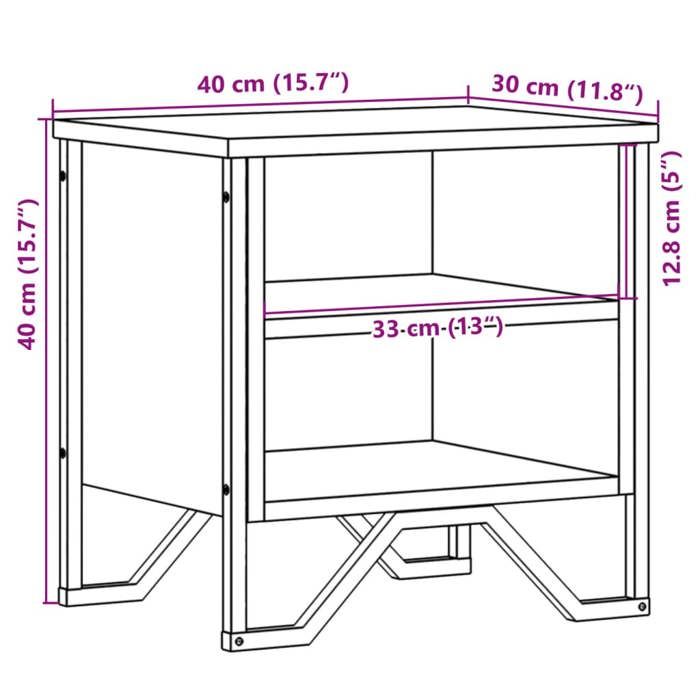 VidaXL Tables de chevet 2pcs chêne marron 40x30x40cm bois d'ingénierie, armoire, armoire latérale, support de téléphone, 848503