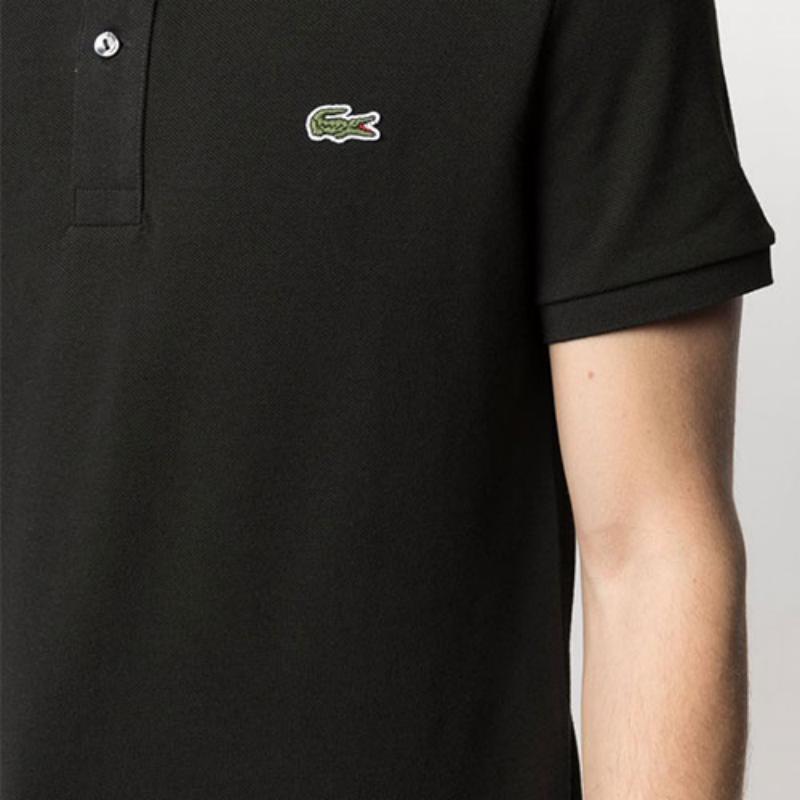 Lacoste Logo Embroidered Short Sleeve Polo Shirt Men Polo Shirts Black PH4012031