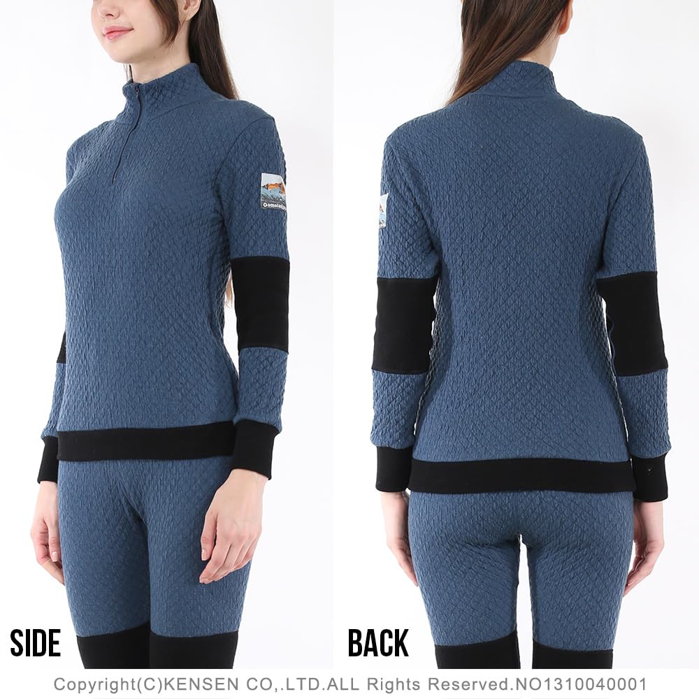 Hidamari Chomolungma Pro Warm and Warm Size LL Navy Women's High-Neck Innerwear, Underwear, Sapium, Triple-Layer Construction, (XL), [QMPS803]