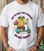Frog Teacher Scooter Illustration Tshirt Off To Help Tiny Huunisexs Printed Short Sleeve Soft And Comfortable Classic Fashion