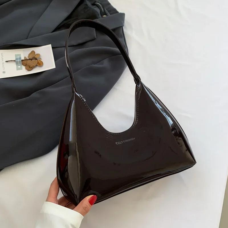 

Премиальная блестящая кожаная эмалированная сумка для хлеба для женщин, элегантная сумка подмышкой, модная сумка через плечо