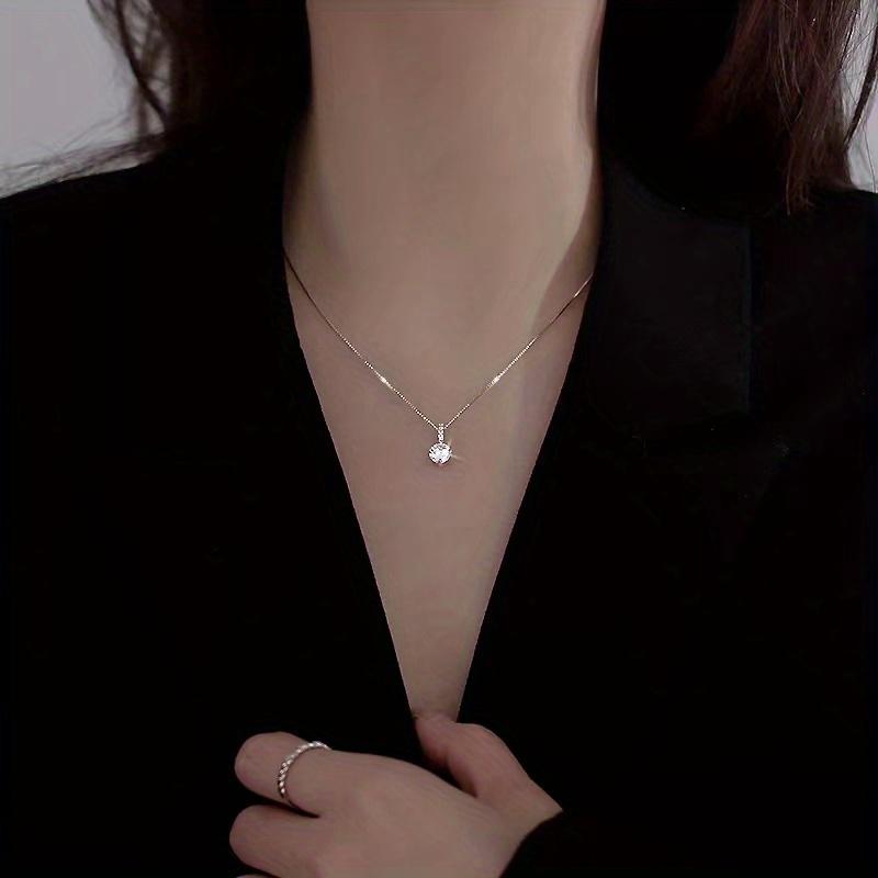 Round Cubic Zirconia Necklace Minimalist Style Charm Choker Pendant Party Gifts For Women'S Fine Jewelry
