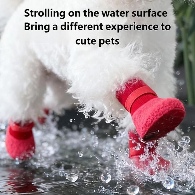 4lots Dog Paw Protectors Silicones Rain Shoes Slip Resistant Durability Comfortable Fit for Outdoor Activity