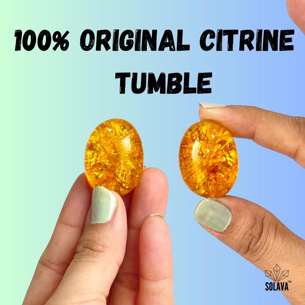 SOLAVA Original Yellow Citrine Stone Tumble - Natural Citrine Crystal Stones Tumble For Money, Wealth, Prosperity, Success, Chakra Balancing, Pro