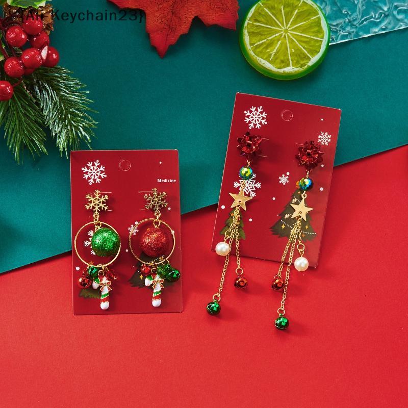 Choinka Bałwan Kokardka Dzwonek Buty Wiszące Kolczyki Dla Kobiet Uroczy Płatek Śniegu Kolczyk z Frędzlami Sylwestrowa Biżuteria Prezenty Świąteczne