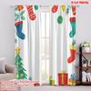 2pcs,2D Plane Printing Light Filtering Curtains Christmas Tree Gift Stocking Celebration Polyester Easy Install (without Rod)