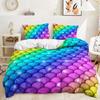 Ombre Gradient Colorful Fish Scales Mermaid Kids Duvet Doona Quilt Cover Bed Set