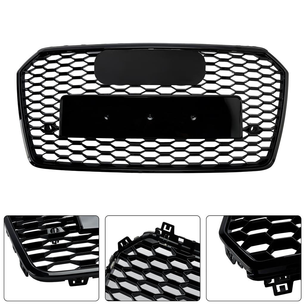 RS7 Style Honeycomb Front Bumper Grille Grill Fit A7 C7 S7 2016-2018 Black