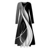 Women's Casual Fashion Long Sleeve Stripe Printed Vintage Long Dresses Fall