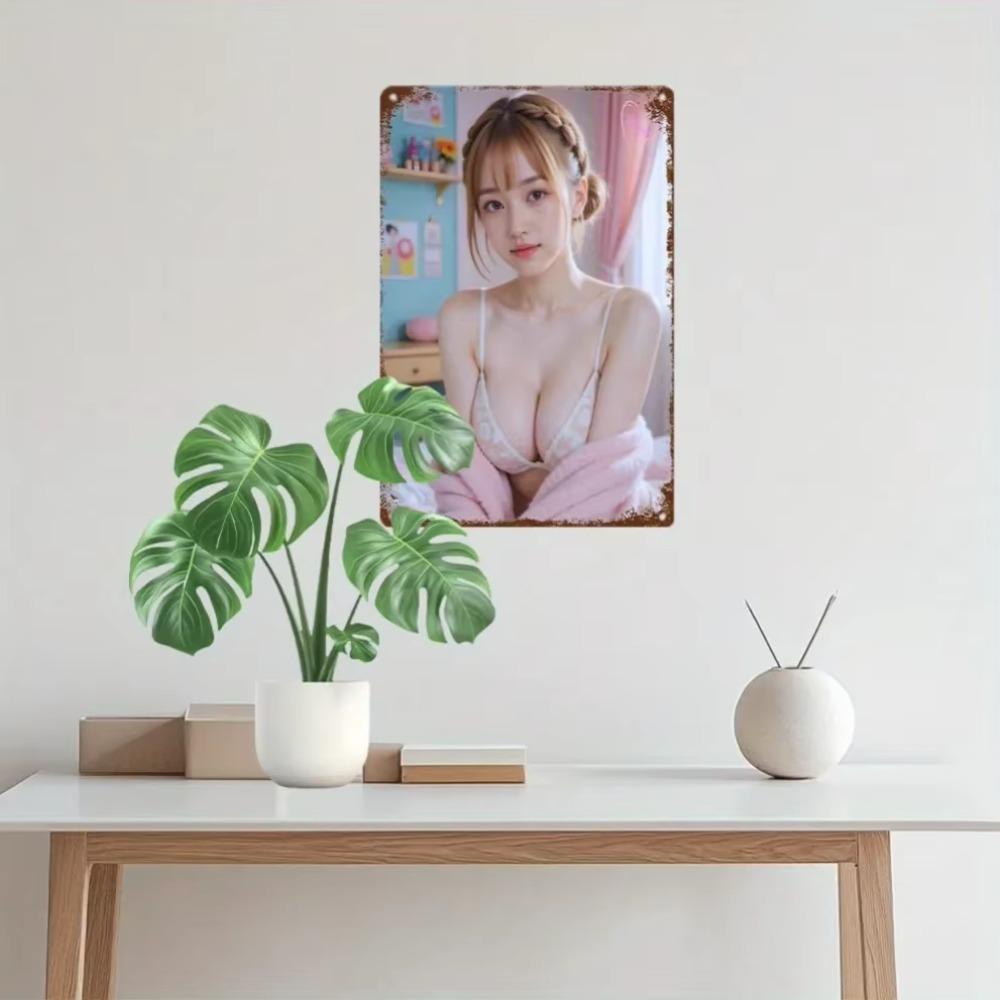 Anime-Mädchen Metall-Wandkunst Vintage-Aluminiumschild Heimdekoration Geschenk