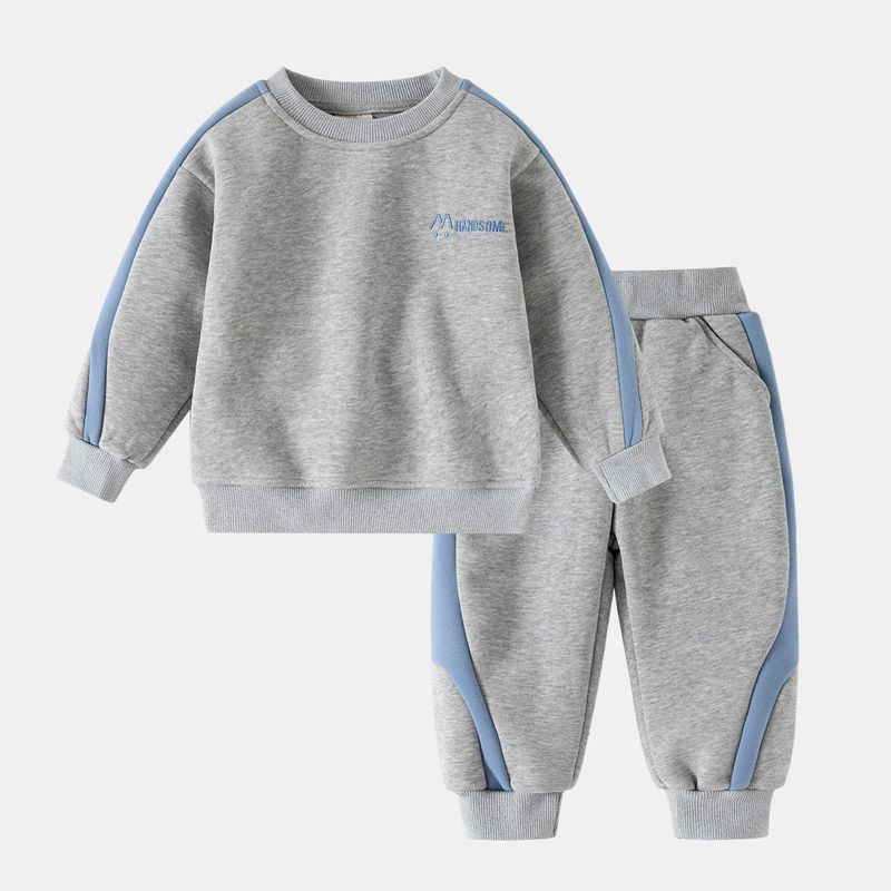 Children's Korean Style Sportswear Fleece-Lined Suit Autumn and Winter Children's Clothing Boys' Loose Sweatshirt Boys' Casual Pants