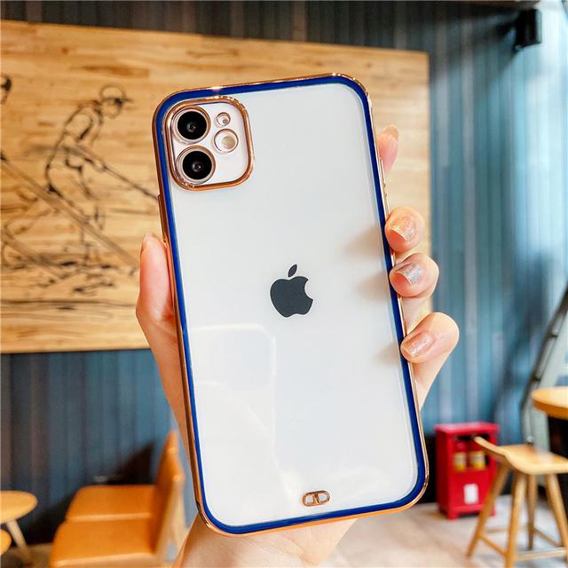 Electroplated Transparent Phone Case For Iphone 12 13 Pro 11 12 Max Xr X Xs Max 13pro 14pro Max Soft Clear Shockproof Back Cover