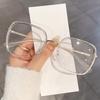 New metal flat glasses trendy fashion round frame color-changing anti-blue glasses personalized anti-blue glasses
