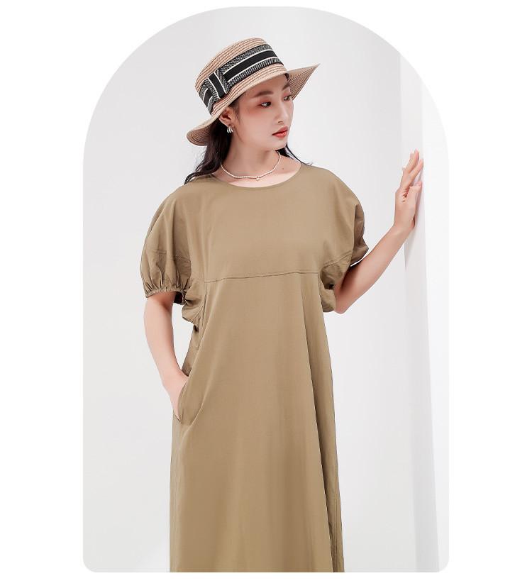 Summer Solid Color Simple Thin Style Dress with Elegant Women's Long Style Dress