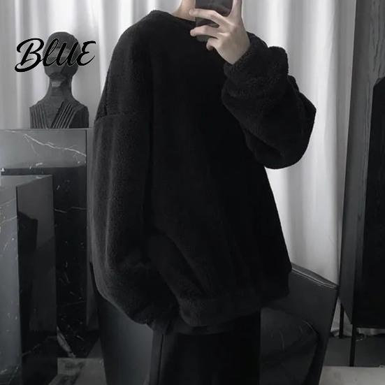 Loose Men Sweatshirt Daily Wear Cozy Winter O Neck Solid Color Top for