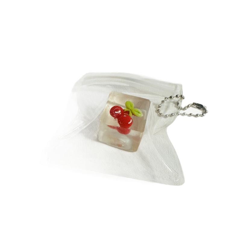 1PC Ice Cube Fruit Squishy Keychain, Slow Rebound Stress Ball Pendant, Sensory Fidget Decompression Gift for Kids