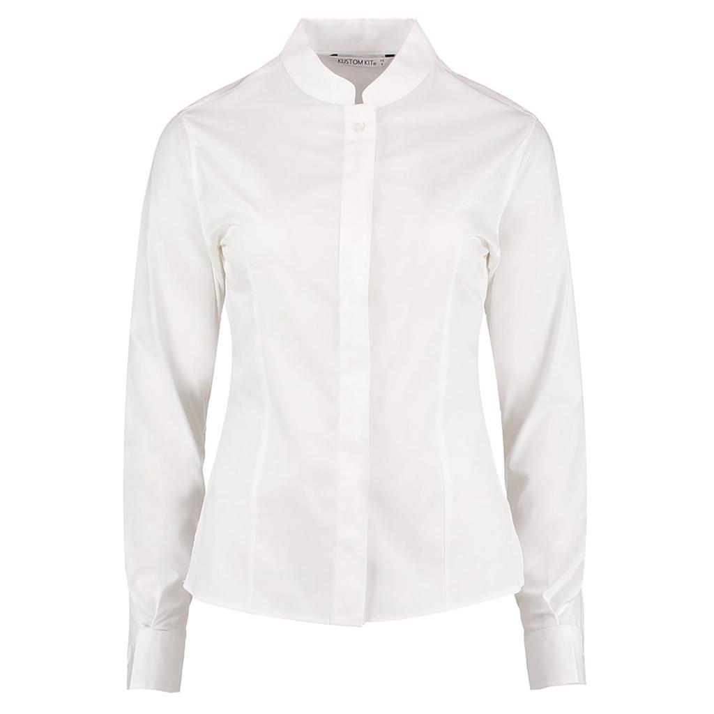 Kustom Kit Womens/Ladies Mandarin Collar Fitted Long Sleeve Shirt