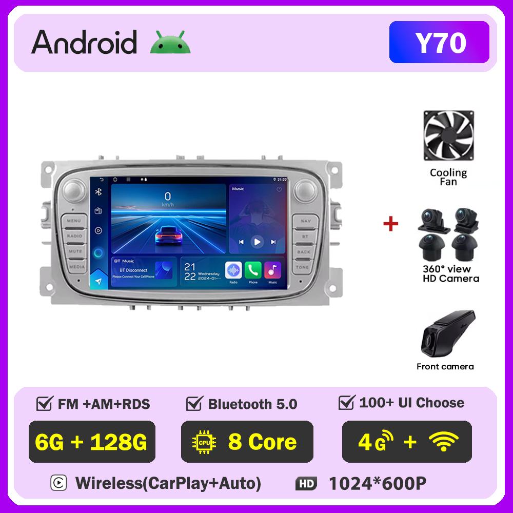 2 Din Autoradio Car Multimedia Video Radio Player For Ford Focus Mondeo C-MAX S-MAX Galaxy II Kuga 3 Android Wifi GPS Navigation