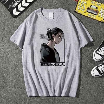 Camiseta Attack on Titan Eren Yeager Anime Moda Casual Gola Redonda Manga Curta Homem Mulher