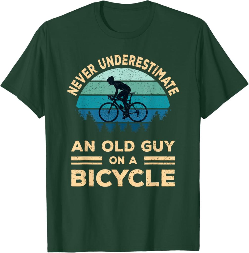 Never Underestimate an Old Guy On A Bicycle Cycling Bike Men TShirt Graphic Tee Breathable Short Sleeve TShirt for Men