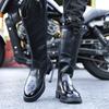 Stivali da uomo a metà polpaccio Alta qualità Pelle verniciata Casual Stivali a tubo lungo Moda Stivali da motociclista Stivale da cavaliere da uomo Botas Hombre