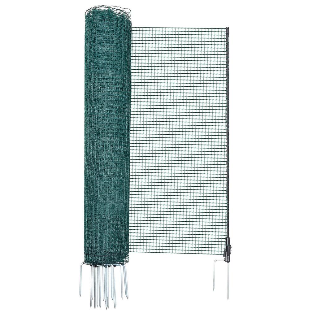 Temporary Fence with Posts, 1.2 X 20m Plastic Mesh Fencing, Garden Safety Fences Netting with Double-Spike Stakes & Guy Ropes, Temporary Fence for