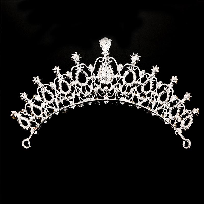 Brude Bryllup Crystal Flower Tiara Crown Pearl Rhinestone Hår pannebånd tiaraer