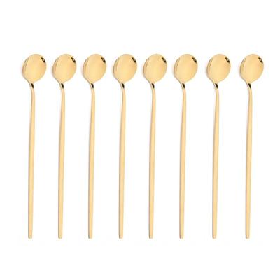 Eislöffel mit langem Griff, Kaffee-/Tee-Rührlöffel, Edelstahl, Schwarzgold, Besteckset, Geschirr, Küchengeschirr