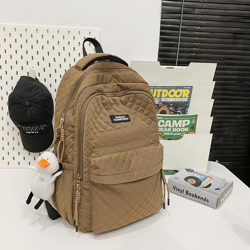 Schoolbag trendy brand schoolbag men's large-capacity high school students' cotton clothes rhombus backpack college students' thickened computer