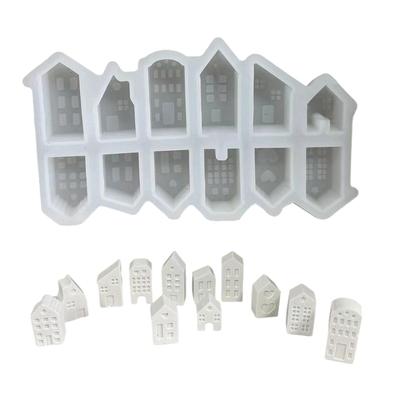 Stampo Flessibile in Silicone con Finestra Piccola Casa Decorazione Stampo per Creazione Resistente alla Temperatura Stampo in Gesso per Ornamento