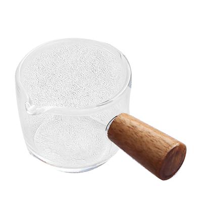 Mini tasse à mesurer en verre de 50 ml, tasse à mesurer à café à bec unique, verre à shot de café avec bois