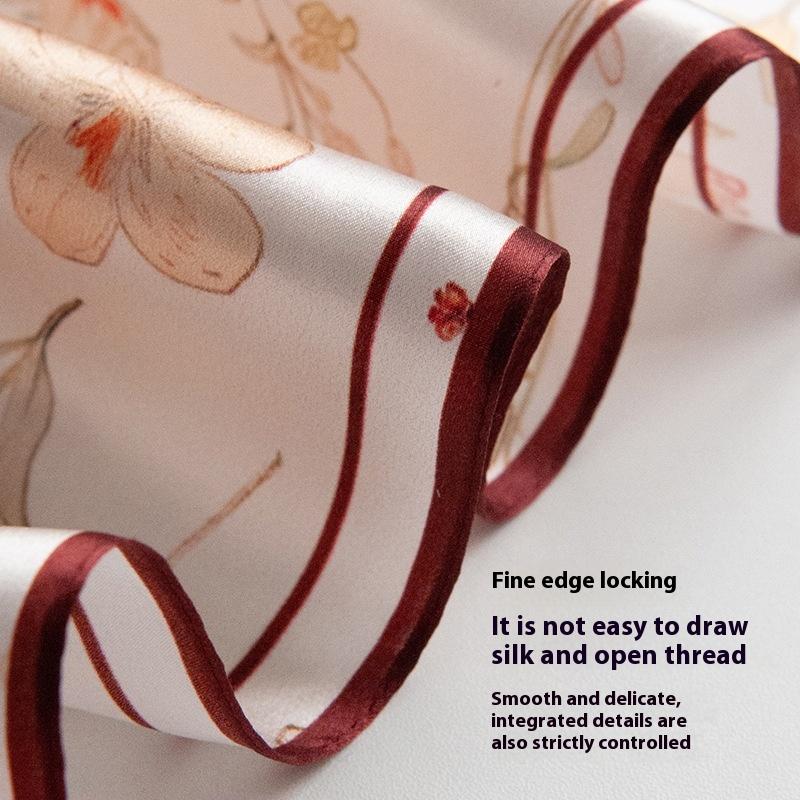 53X53Cm Neck Protection Small Scarf  Fresh Spring And Summer Printing 100% Mulberry Silk Small  Square Scarf Thin