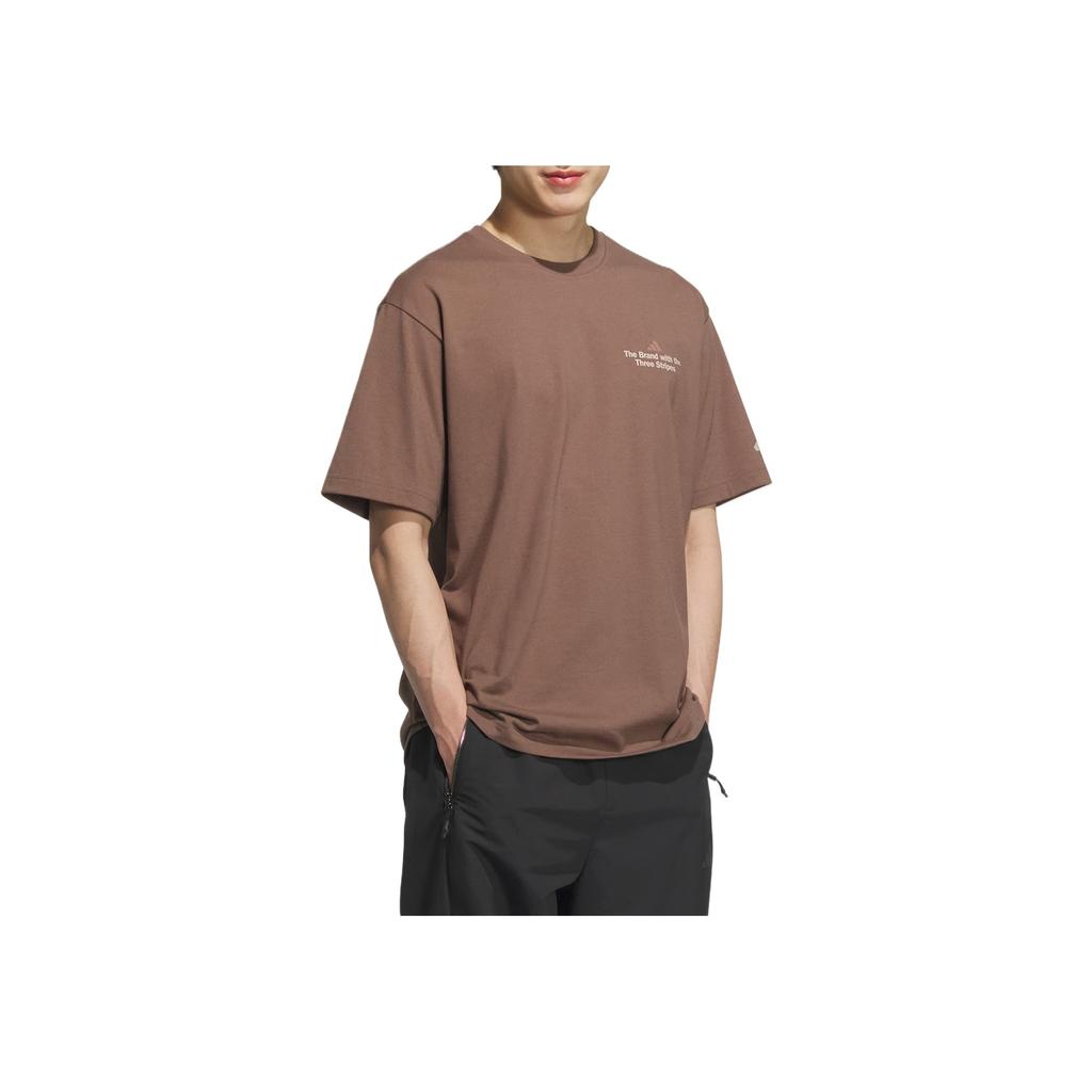Adidas Gfx Short Sleeve T-Shirt Comfortable Versatile Fashion Soft Solid Color Letter Short Sleeve T-Shirt Men Tops Brown KF0125