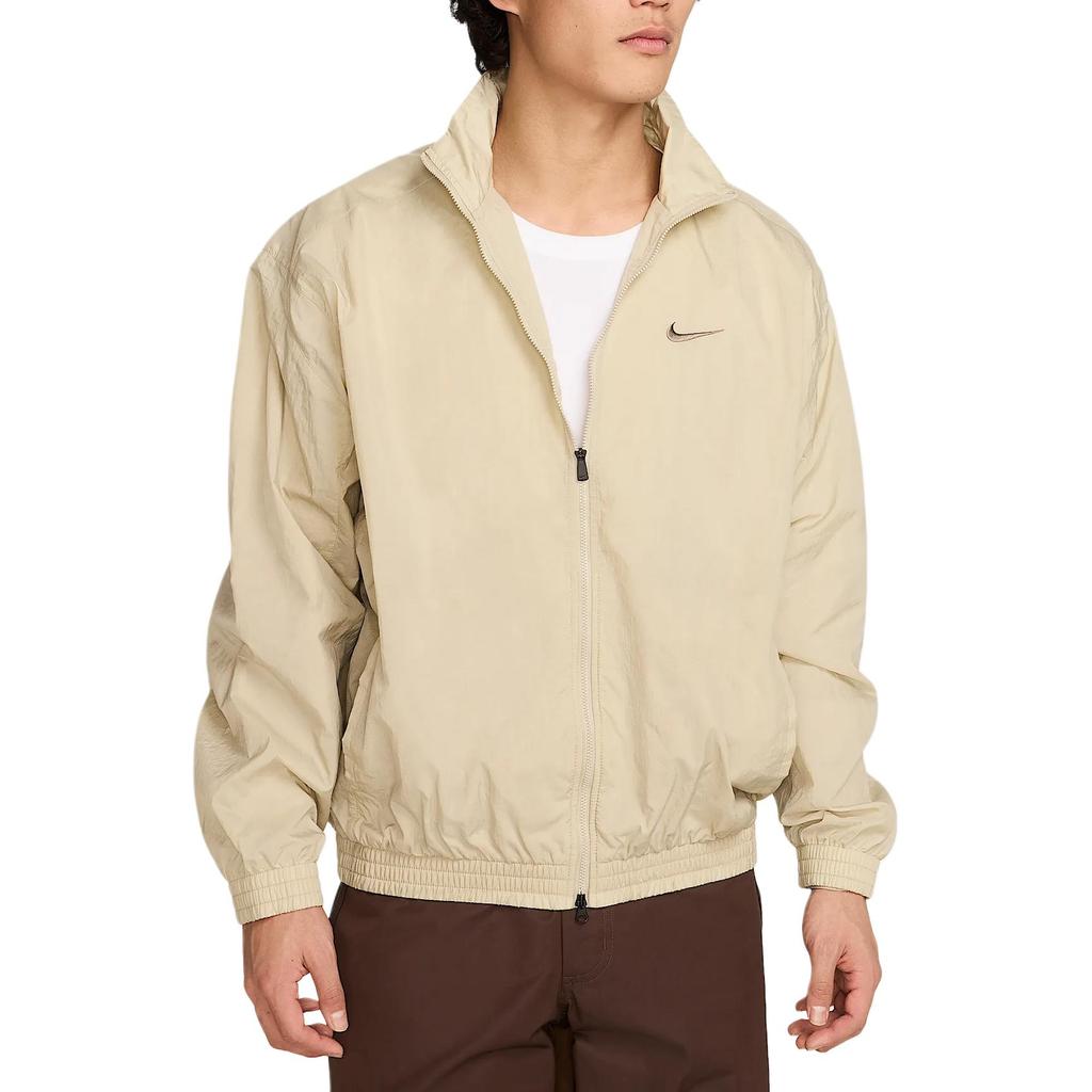 Nike Solid Color Zipper Logo Loose Jacket Men jackets Beige HV6918-251
