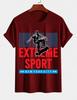 Unisexs Pure Cotton Solid Color Tshirt Extreme Sports Skateboard Print Crew Neck Short Sleeve New York Street Casual Top