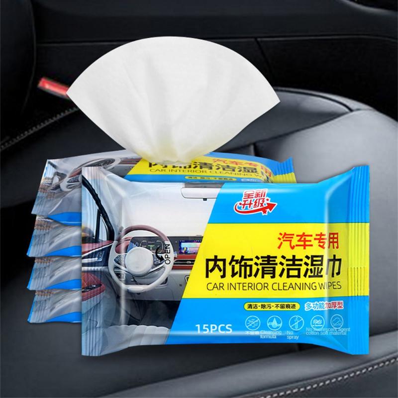 1~8 DB 15 Törlőkendő Autóhoz Gyengéd Multifunkcionális Autóbelső Kiegészítők Belsőtér Tisztító Törlőkendő Univerzális Felület Por Eltávolítás