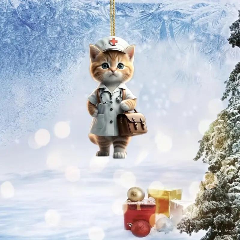 Creative Acrylic Cat Decoration For Car Rearview Mirror Unique Keychain Pendant For Personalized Interior Decor