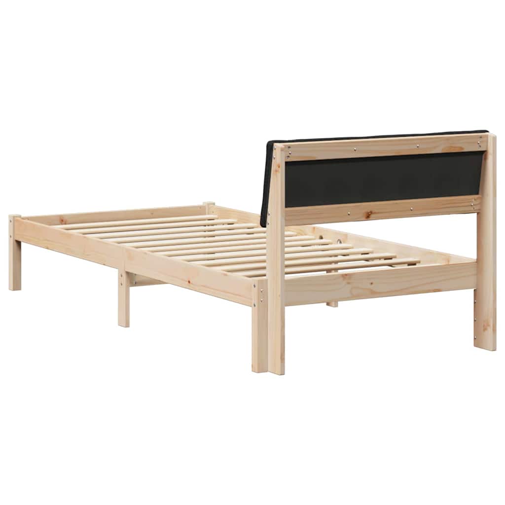 Brown and Black Bed Frame 90 X 200 Cm Solid Pine Wood