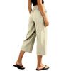 Damen Kordelzug Taille Locker Geschnitten Cropped Baumwolle Leinen Hose Lässige Lockere Passform Sieben Achtellänge Hose für den Alltag