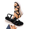 Fashion 2025 Summer Wedges Thick Sole Sandals Women Ankle Buckle Platform Sandles Woman Plus Size 35-43 High Heeled Sandalias Mujer