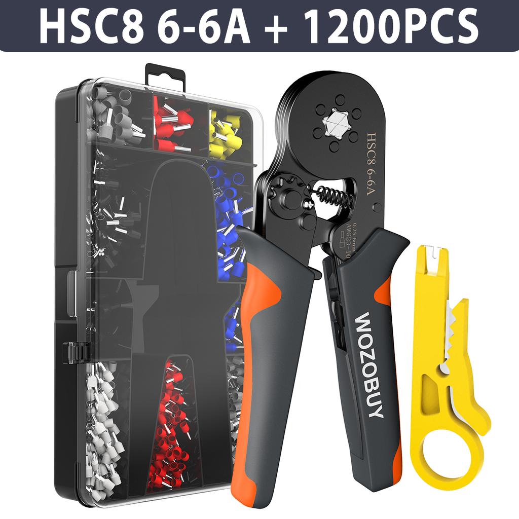 Ferrule Crimping Tool Kit, Self-adjustable Wire Ferrule Crimper Plier Set with 1200pcs Wire Terminals Wire Ends Ferrules