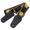 Fashion Guitar Strap Sun Flower Pattern Genuine Leather Ends with for Acoustic Electric Guitar Bass