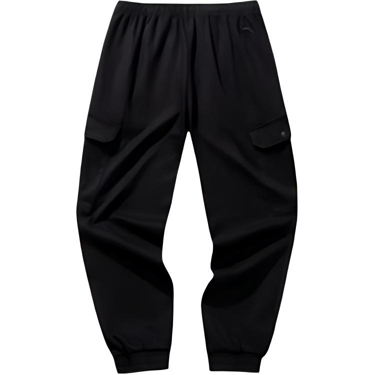 Anta Basketball Series Simple Solid Color Cuffed Fleece Casual Pants Men bottoms Black 152441502-2