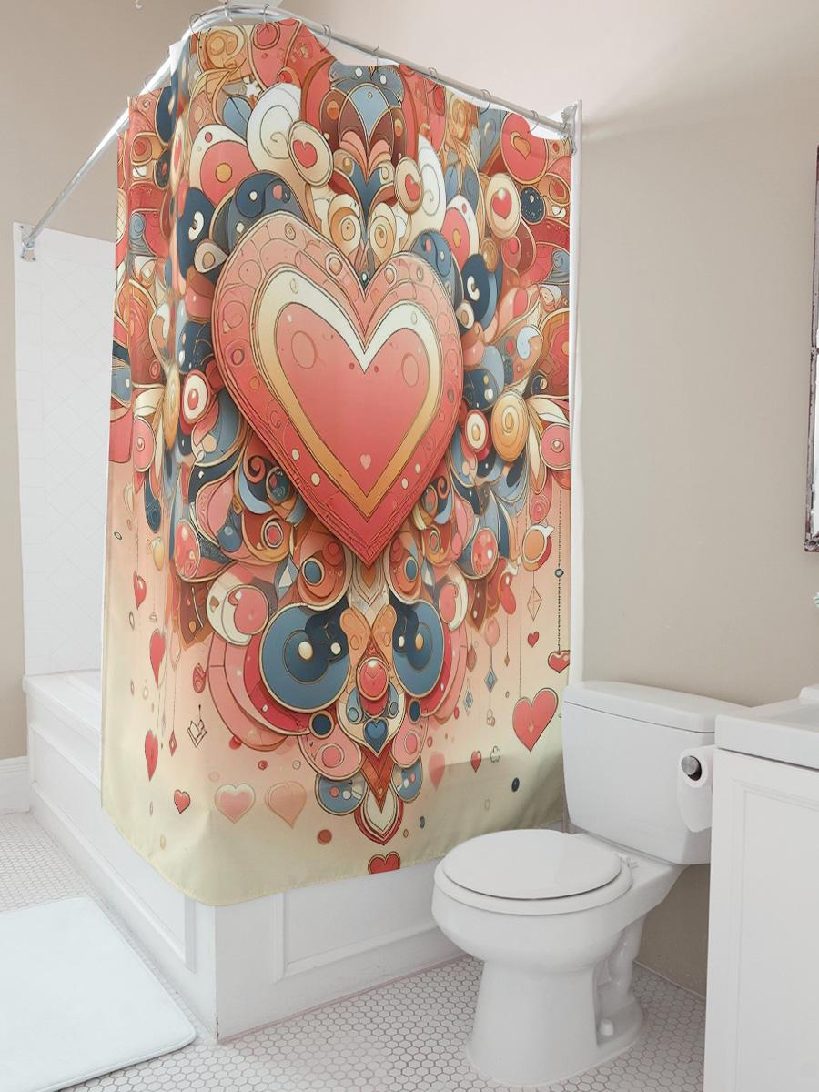 Colorful Heart Shower Curtain - Modern Bathroom Decor 90X180cm