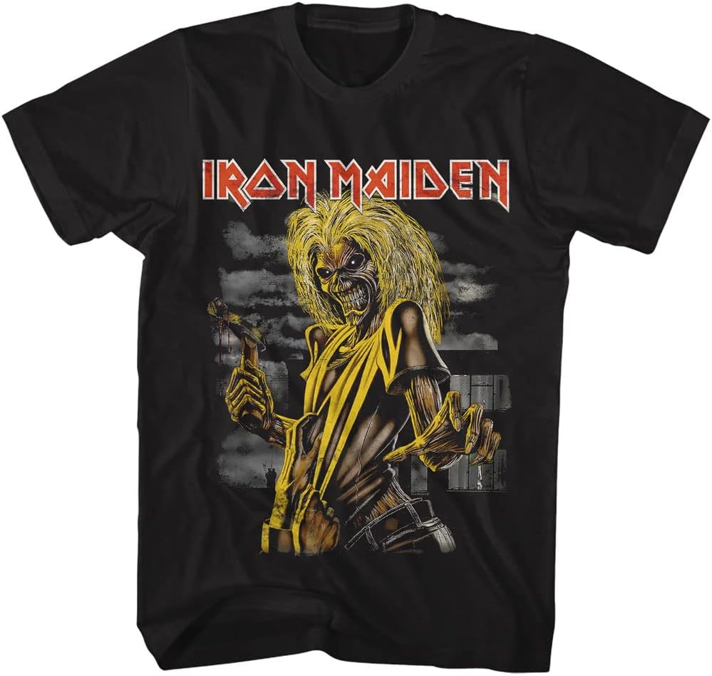 Iron Maiden T Shirt Killers Album Cover Mens Short Sleeve T Shirts Classic Rock Graphic 100% Cotton Round Neck Unisex Loose Tees