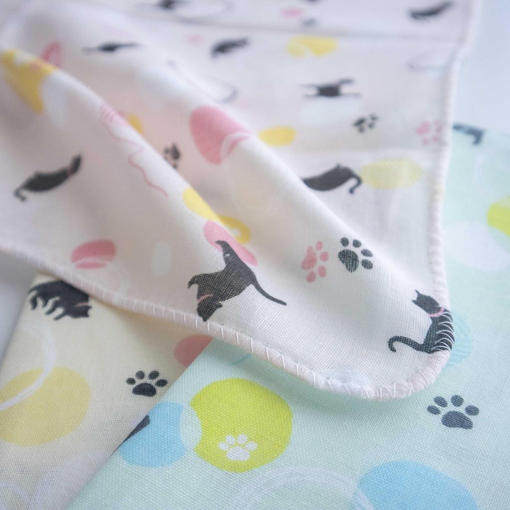 Cute Gauze Hand Towel Soft to the Made in Japan Cat 3 Set, Touch, 100% Cotton, (A. Design, Pieces)