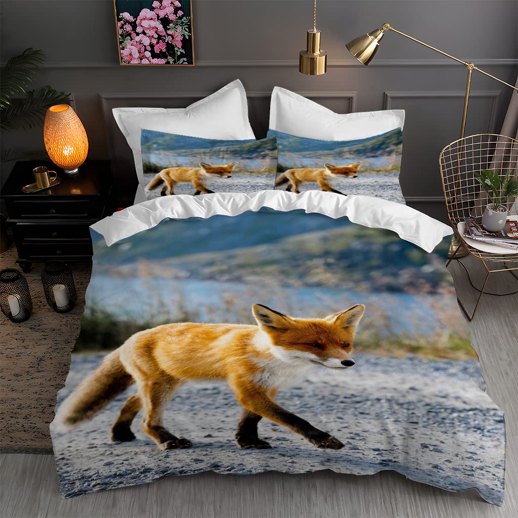 Fox Povlak na přikrývku Větev stromu Maskáčová ložní souprava Džungle Divoké zvíře Lesní Lov Chlapci Dospívající Muži Rustikální Selská Ložní souprava Podzim